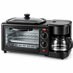 Máquina de Desayuno 3 en 1: Horno, Cafetera y Plancha