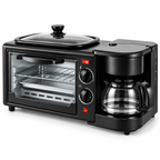 Máquina de Desayuno 3 en 1: Horno, Cafetera y Plancha
