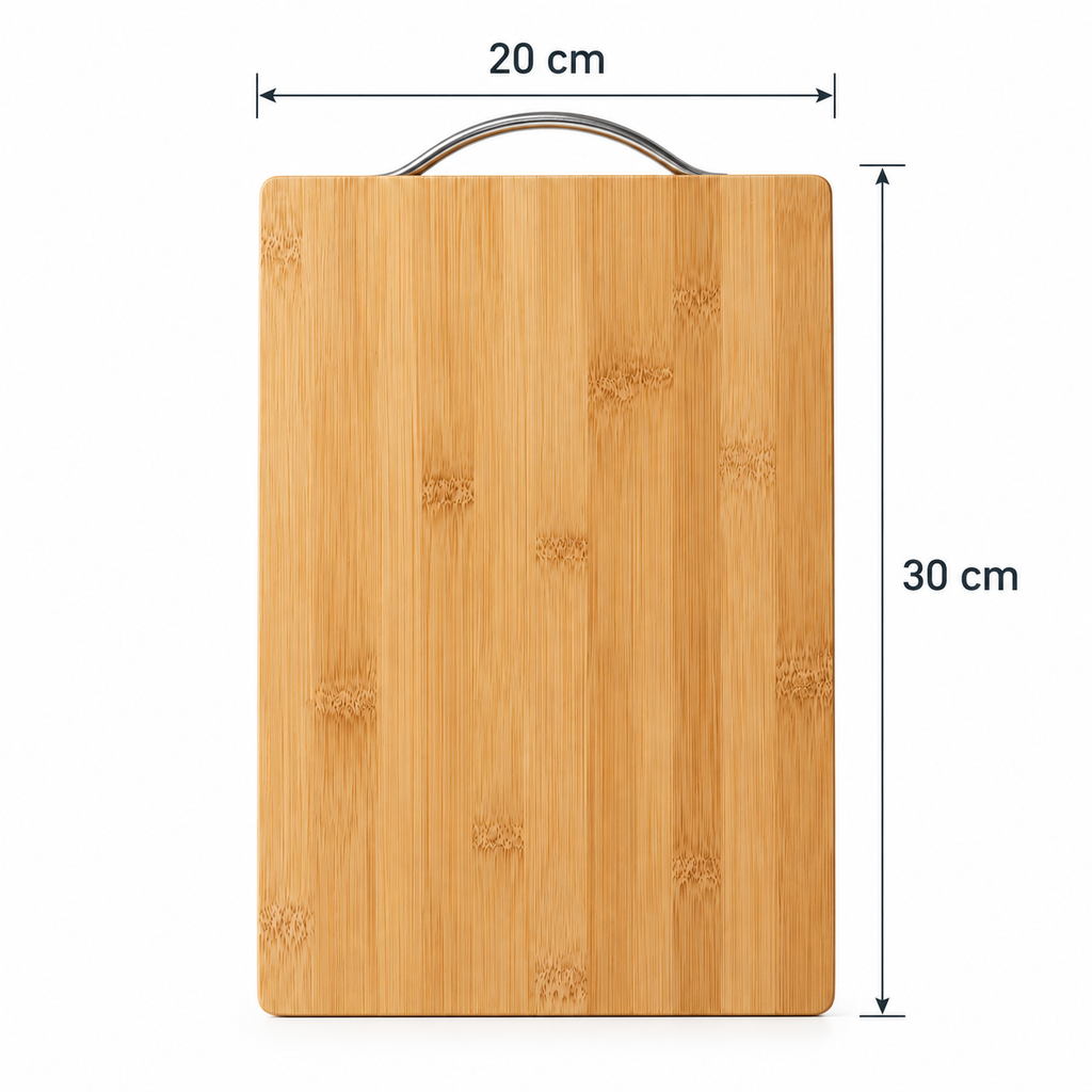 Tabla de Picar de Bambú con Asa Metálica 20x30 cm | Corta, Sirve y Cuelga