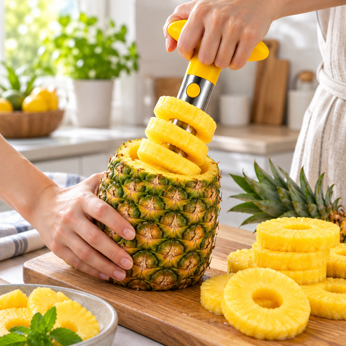 Cortador de Piña de Acero Inoxidable | Pela y Corta en Espiral en Segundos
