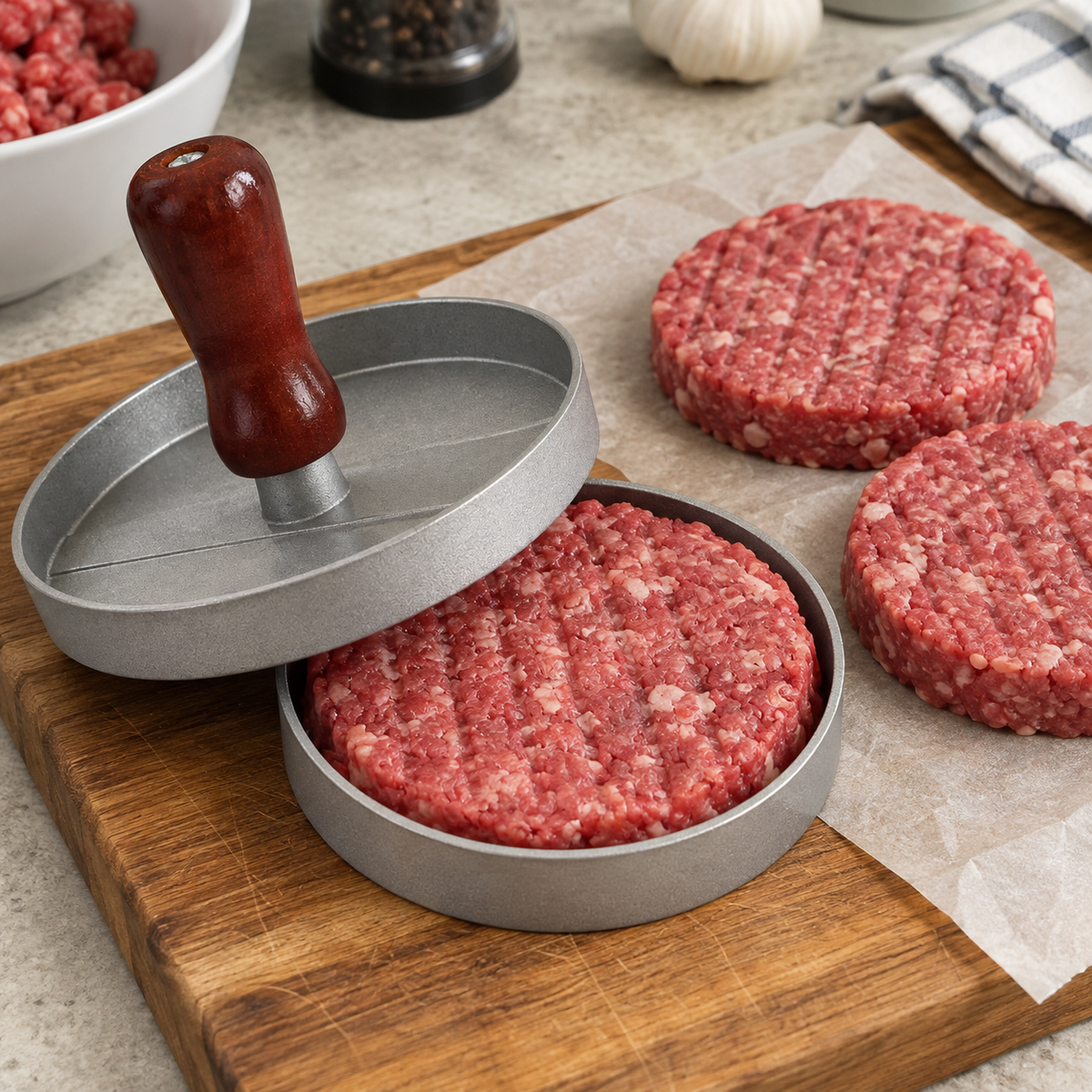 Prensa Manual para Hamburguesas de Aluminio – 11,5 cm