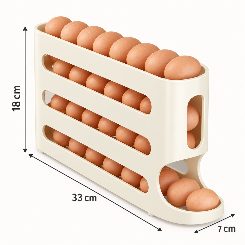 Dispensador de Huevos de 4 Niveles – Organizador Deslizante para Refrigerador