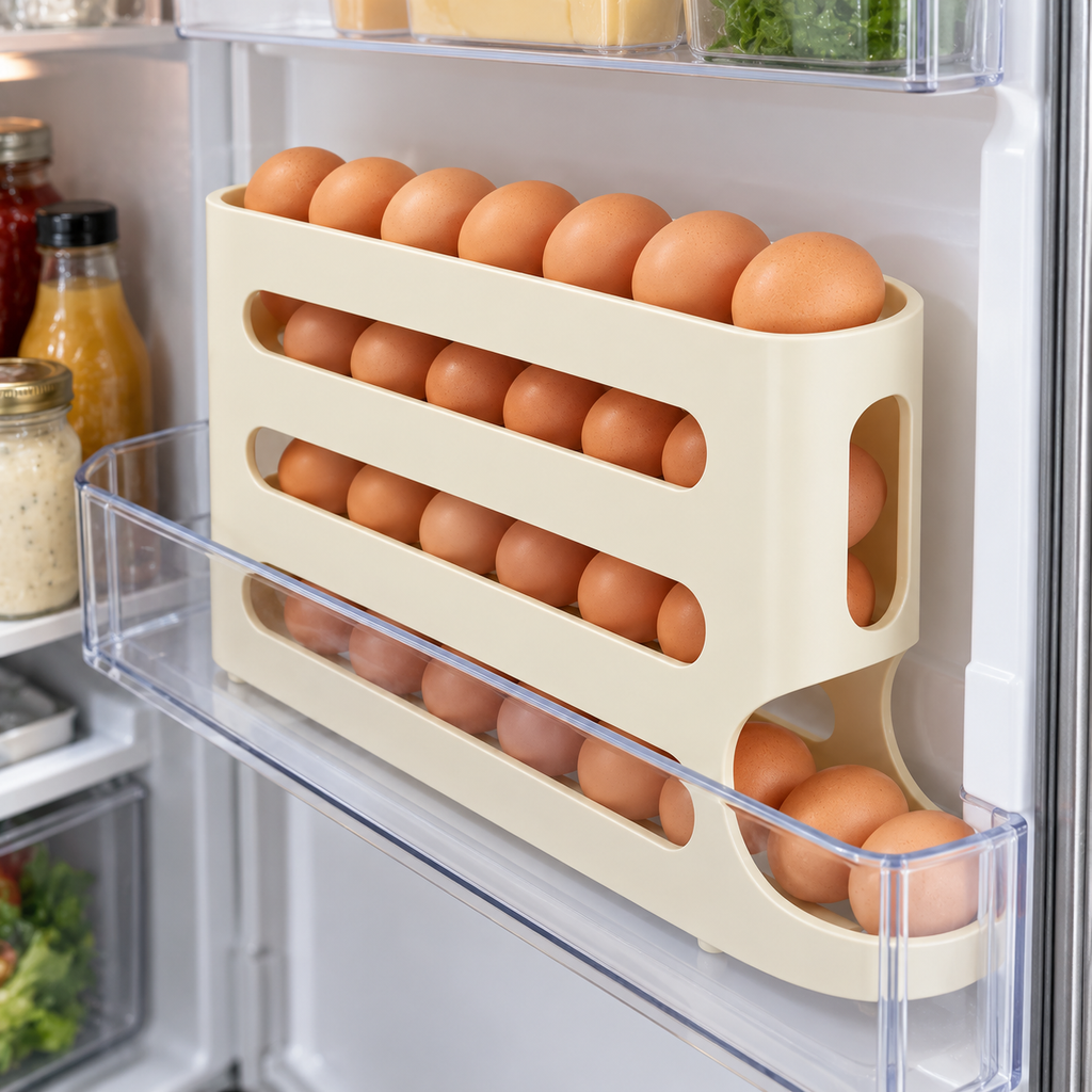 Dispensador de Huevos de 4 Niveles – Organizador Deslizante para Refrigerador